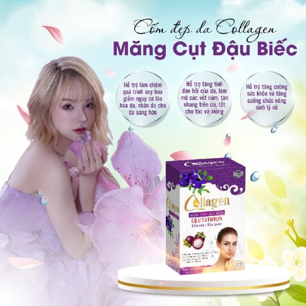 Colagen Măng Cụt, Đậu Biếc Zenpali - Hộp 30 gói Tặng Bình Pha Nước