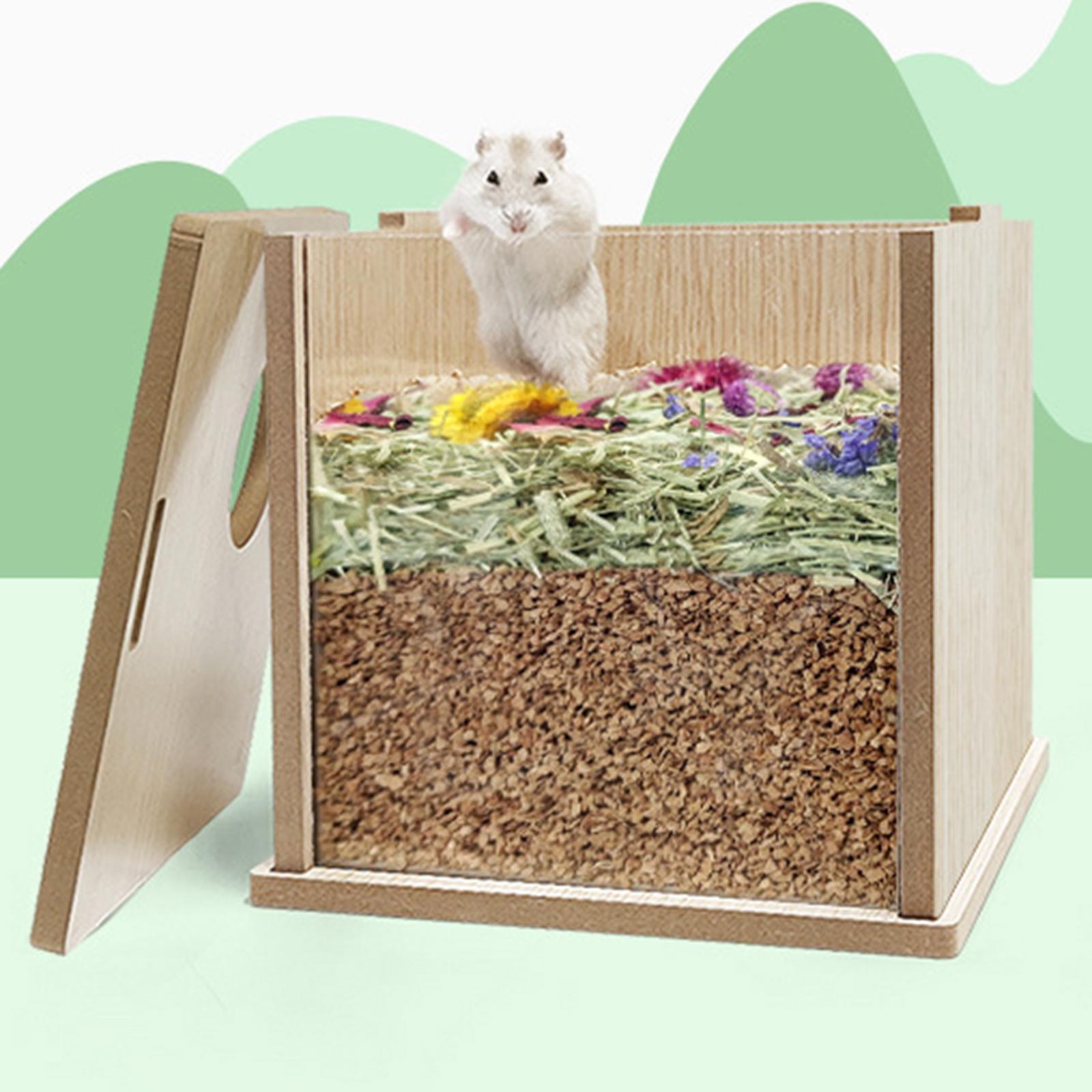 Hamster Wooden Cage Rats Bed Pets Rest Playing Dwarf Hamster Acrylic Habitat