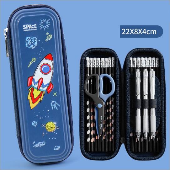 Hộp Đựng Bút Học Sinh 3 Ngăn Hoạt Hình 2D Size 8cm BU09