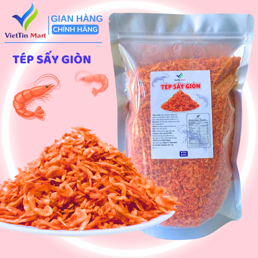 Tép sấy giòn (ruốc sấy giòn) tẩm gia vị Viettin Mart 500g