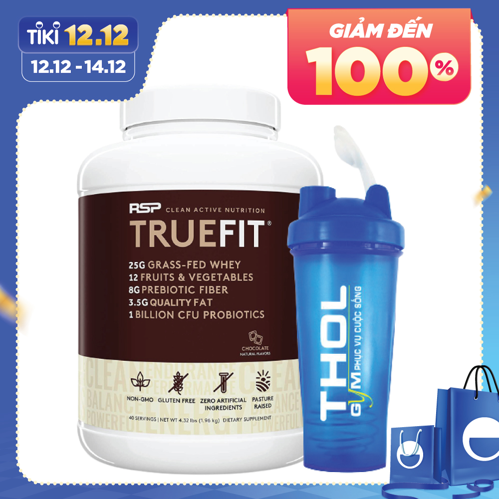 [Tặng Shaker] RSP True Fit Bữa Ăn Thay Thế Hỗ trợ giảm cân, Bổ Sung Protein, Vitamin Khoáng Chất, Rau Củ Hữu Cơ, Men Tiêu Hóa, Không Chất Tạo Ngọt Nhân Tạo, 40 lần dùng