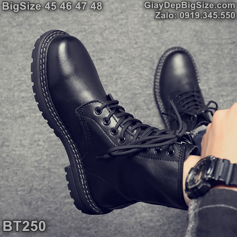 Giày boot (bốt) cổ cao cỡ lớn 45 46 47 48 cho nam cao to chân ú bè. Big size combat boots for wide feet