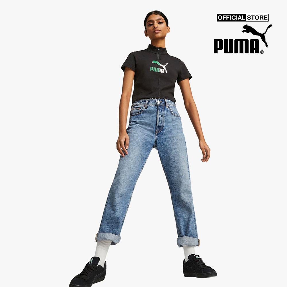 PUMA - Áo croptop nữ cổ trụ tay ngắn Classics Quarter Zip 620257