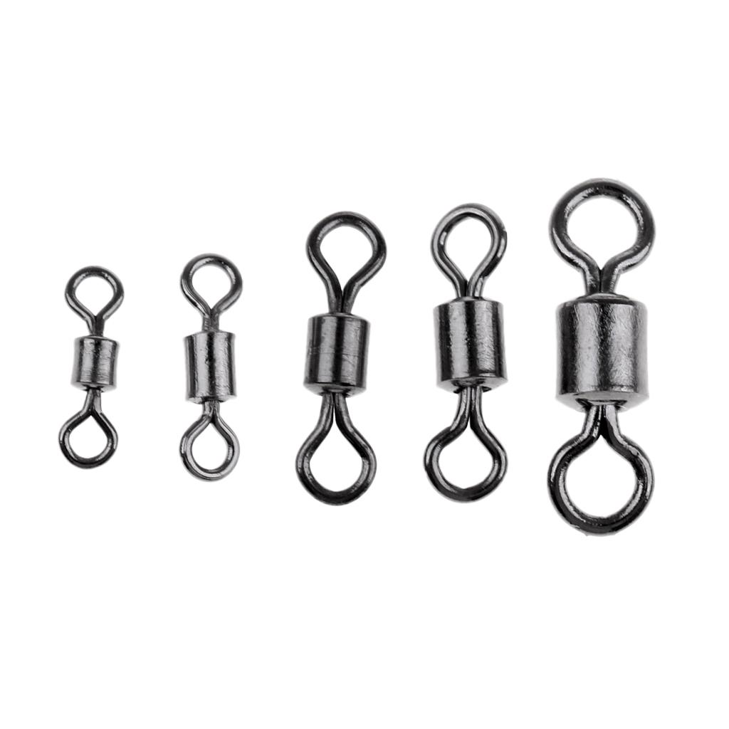 250Pcs Fishing Rolling Swivel Lures Hook Connector Terminal Tackle 2# - 10#