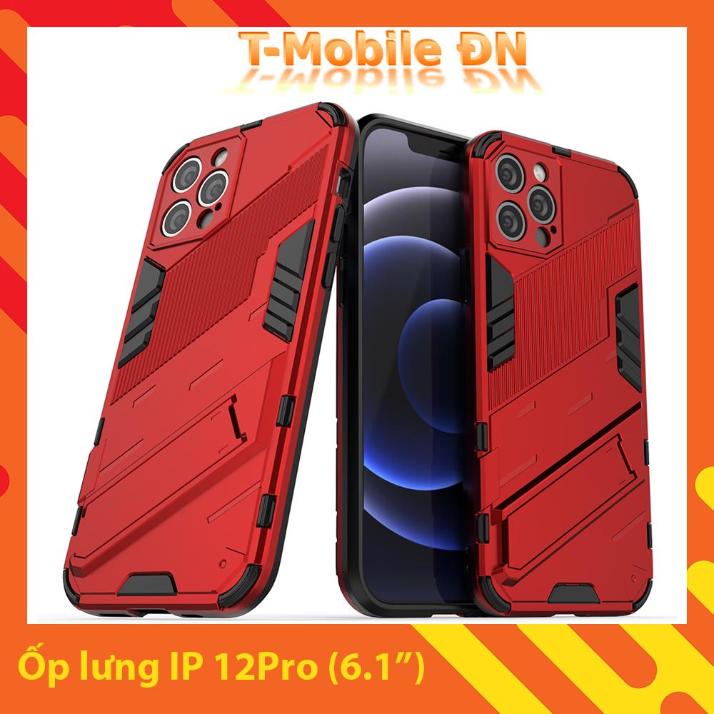 Ốp lưng cho iPhone 12 Pro, Ốp chống sốc Iron Man PUNK cao cấp kèm giá đỡ cho iPhone 12 Pro