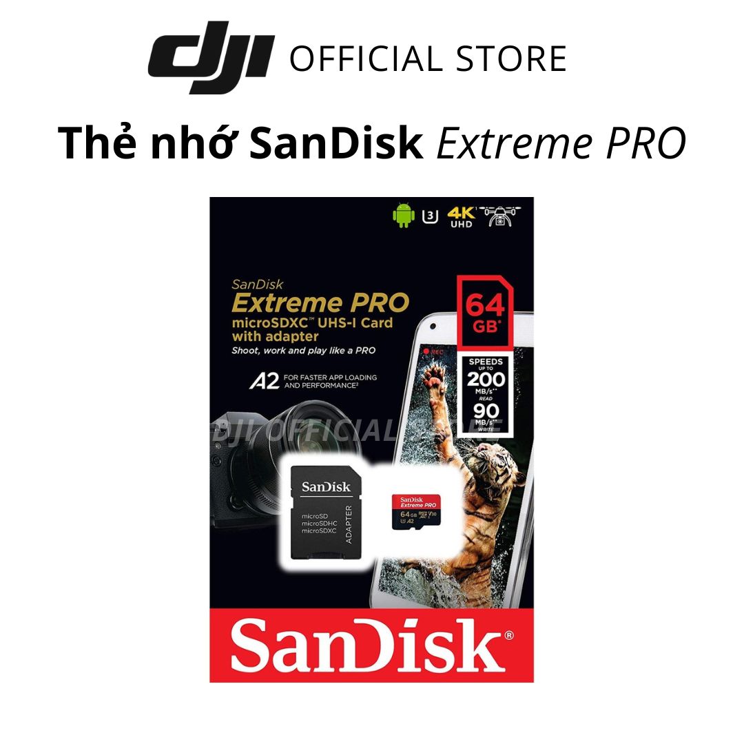 Thẻ Nhớ MicroSDXC San-Disk Extreme Pro V30 A2 64GB 200MB/s SDSQXCU-064G-GN6MA - Hàng Chính Hãng