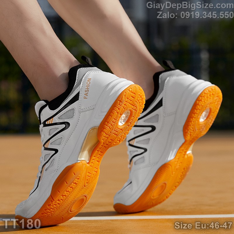 Giày chơi cầu lông tennis cỡ lớn 45 46 47 48 cho nam cao to chân ú bè. Big size badminton shoes for wide feet - TT180