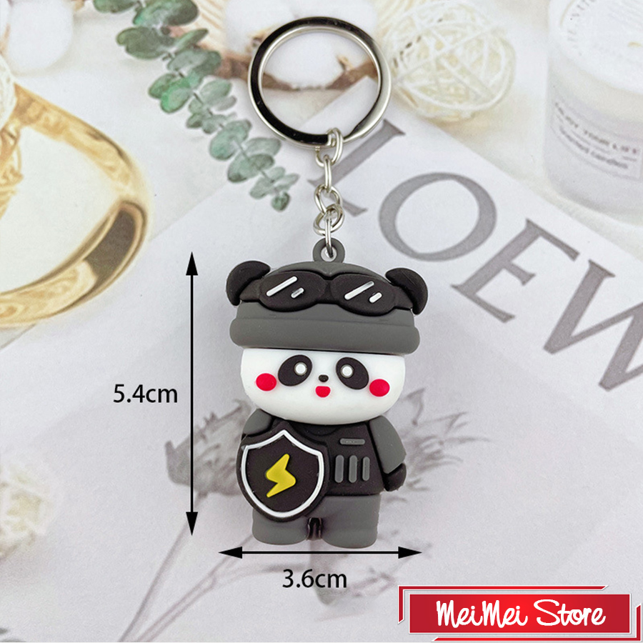 Móc khóa đôi, móc treo chìa khóa hình gấu cực ngầu, siêu đáng yêu