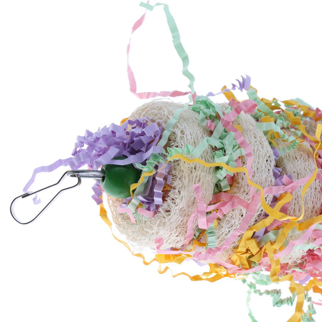 Bird Toy Loofah Hanging Bell Chewing Parrot Parakeet Cockatiel Cage Bird Toy