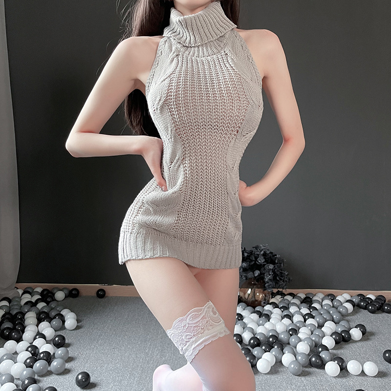 Áo Sweater Dệt Kim Sát Nách Hở Lưng Hóa Trang Anime Cho Nữ