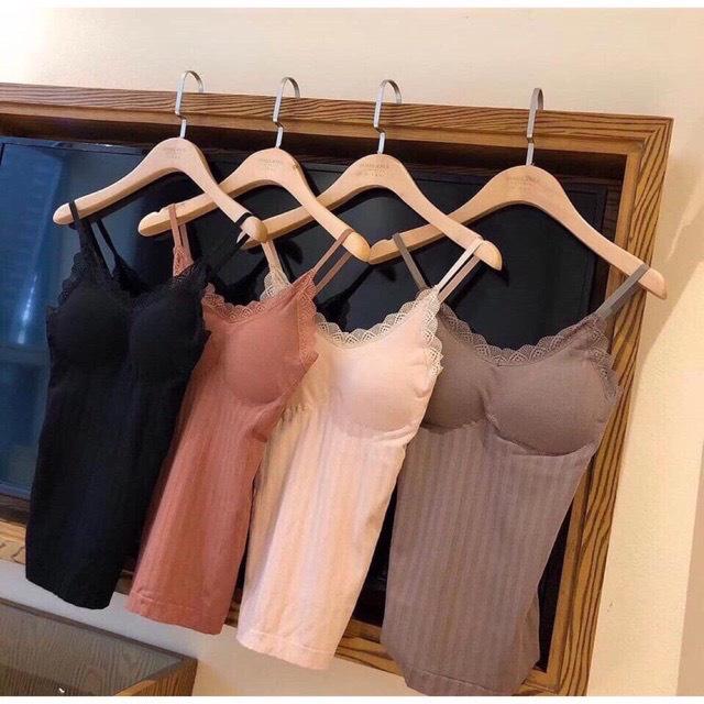 Áo bra cao cấp 2 dây gân tăm mix ren điệu đà AN04