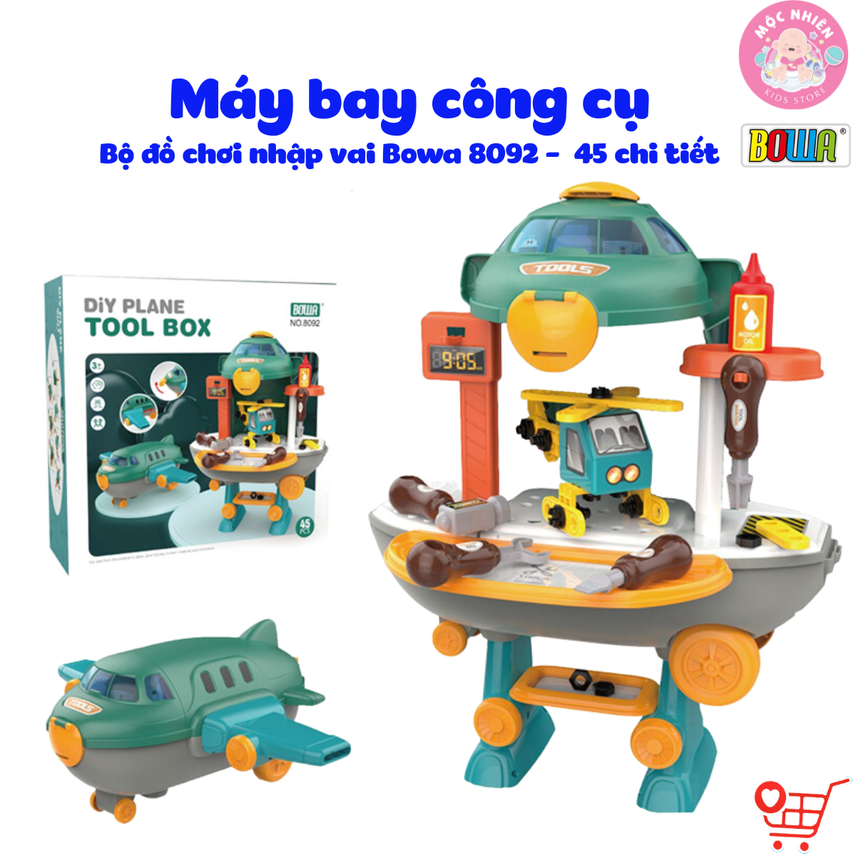 Đồ Chơi Hướng Nghiệp Nhập Vai BOWA 8092 - Máy Bay Công Cụ 2 trong 1
