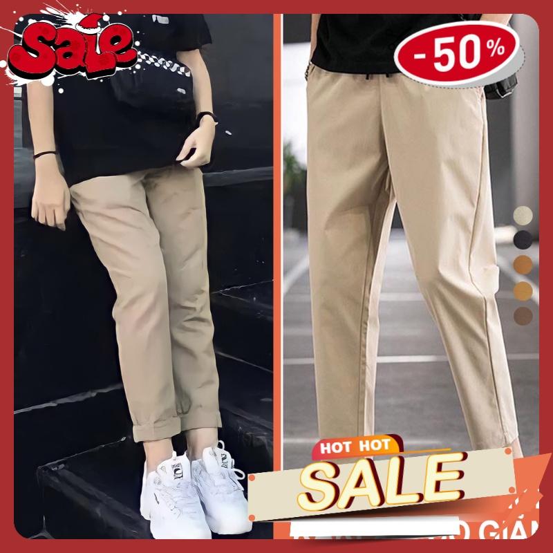 Quần kaki trơn, Quần Baggy Nam Nữ kaki Ống Suông Unisex co giãn trẻ trung năng động