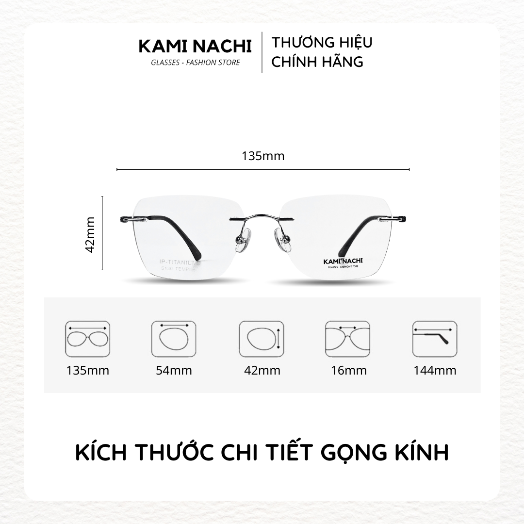 Gọng kính The Business Man phiên bản Airy chất liệu Titanium mạ Ion KAMI NACHI mã S130