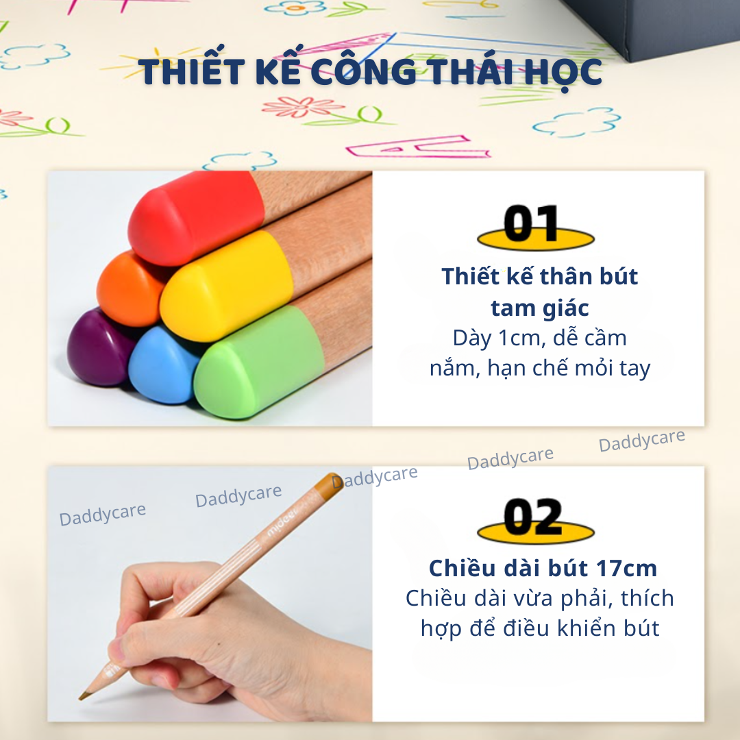 Bút chì màu vẽ tranh cao cấp mideer Vibrant Colored Pencil 24/36/48 màu,Chì vẽ chuyên nghiệp, thiết kế, phác họa cho bé