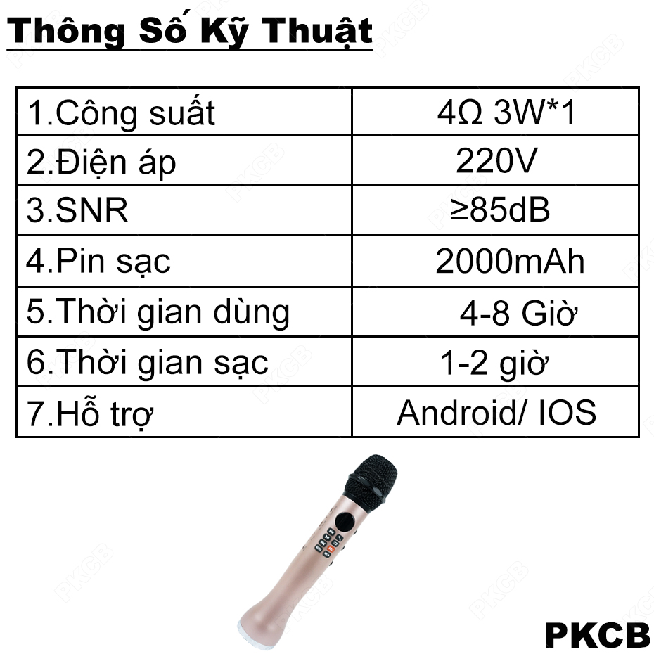 Micro Karaoke Bluetooth Âm Thanh Hay Cao Cấp Ghi Âm PKCB167 Luxury Golden - Hàng Chính Hãng