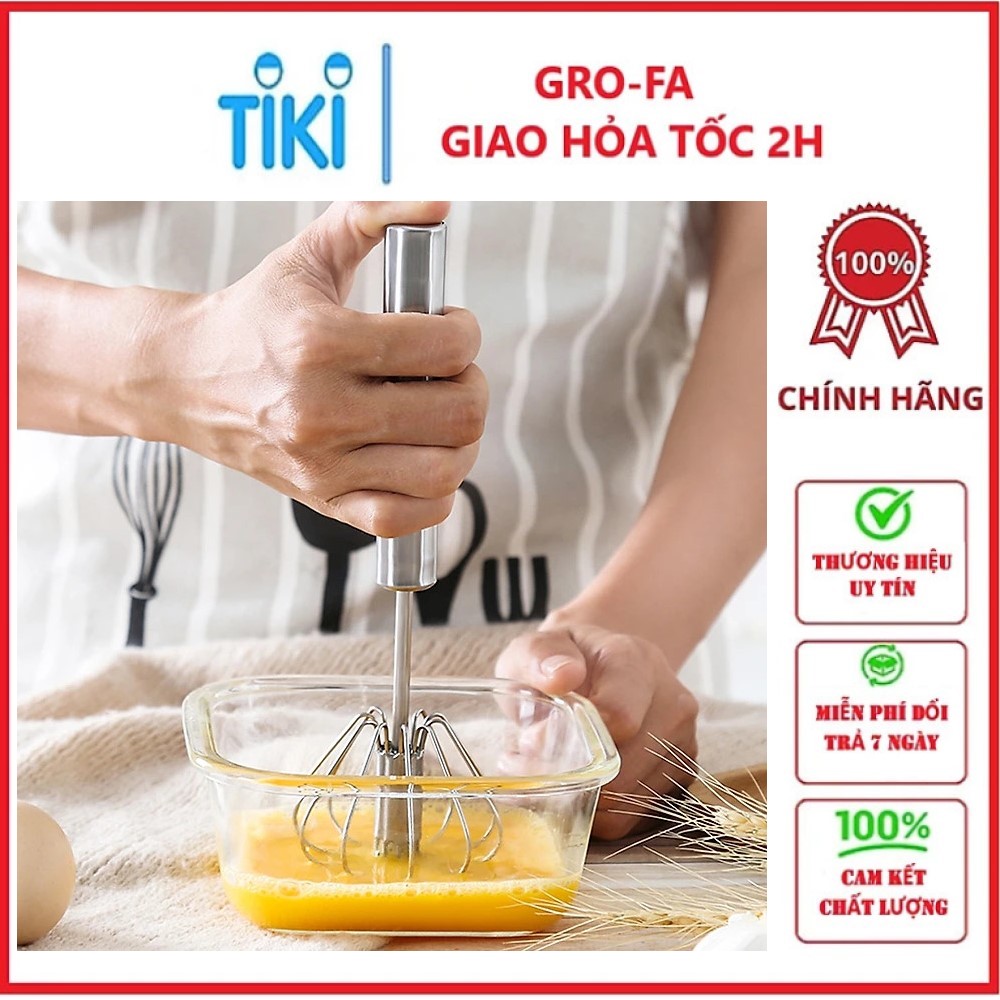 Dụng cụ đánh trứng tự xoay inox 304 - Hàng Chính Hãng