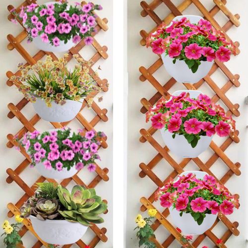 Combo Chậu ốp trường cao cấp, Chậu trồng cây treo hoa ban công, sân vườn, nhựa cao cấp dày bền đẹp độ bền 5 năm, nhiều kích thước
