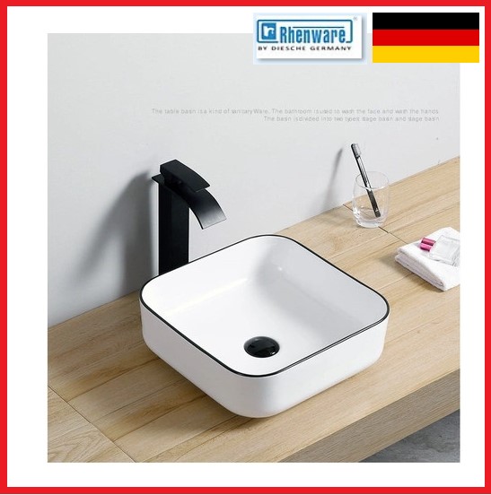 CHẬU LAVABO VUÔNG VIỀN ĐEN, NHẬP KHẨU CAO CẤP CHÍNH HÃNG RHENWARE LVB-2604
