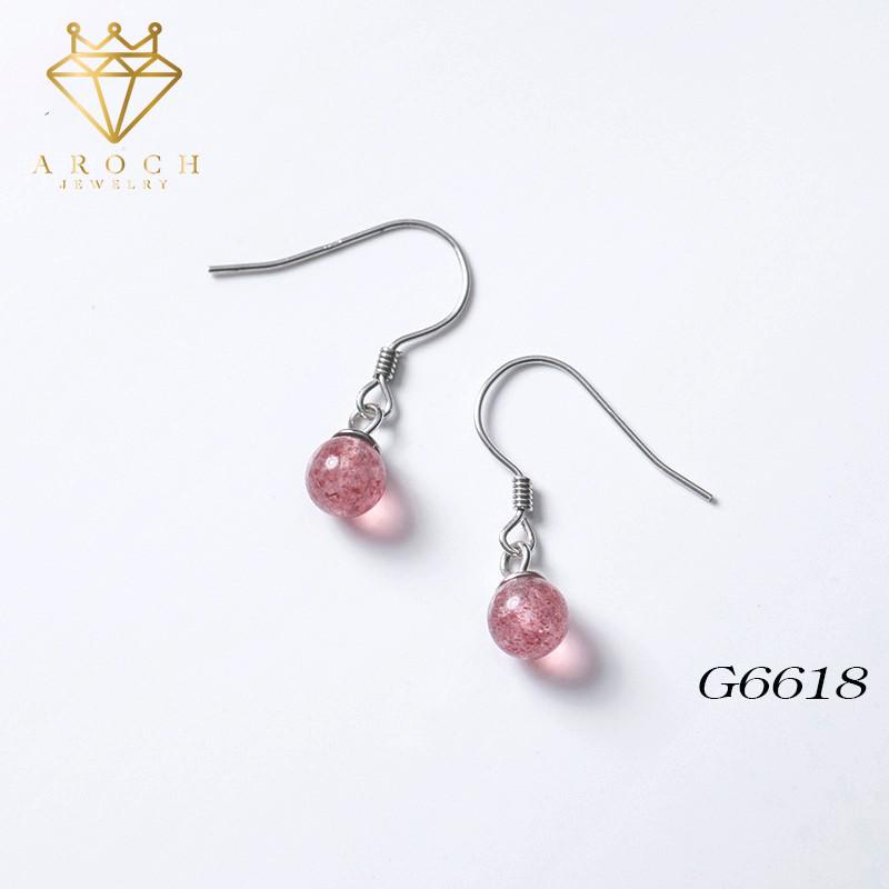 Khuyên tai bạc Ý s925 đá Zircon hồng ngọt ngào xinh xắn G6618- AROCH Jewelry