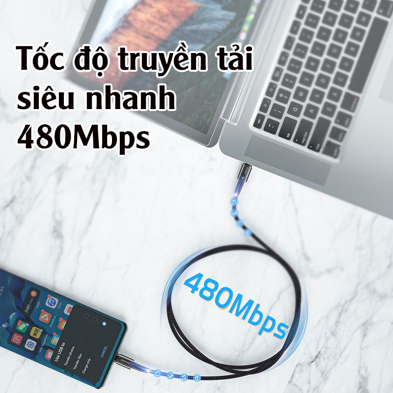 Dây cáp sạc nhanh 60W - 100W, tốc độ truyền lên đến 480 Mbps- D1538