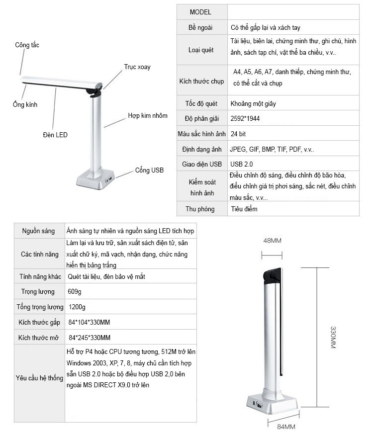 Máy Scan Màu Di Động Thông Minh Scan Tài Liệu A4/A5/A6/A7 K800D