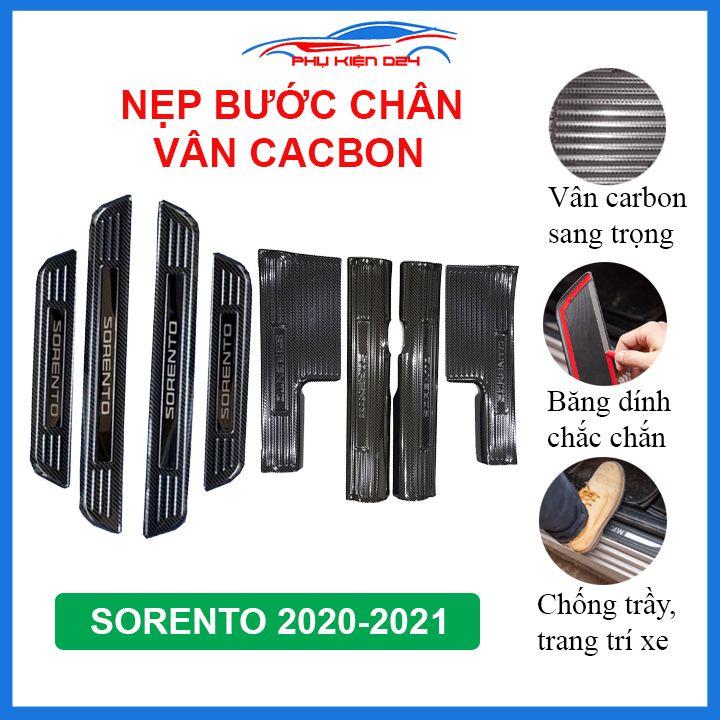 Bộ nẹp bước chân trong ngoài vân Cacbon xe Sorento 2020-2021 chống trầy làm đẹp ô tô