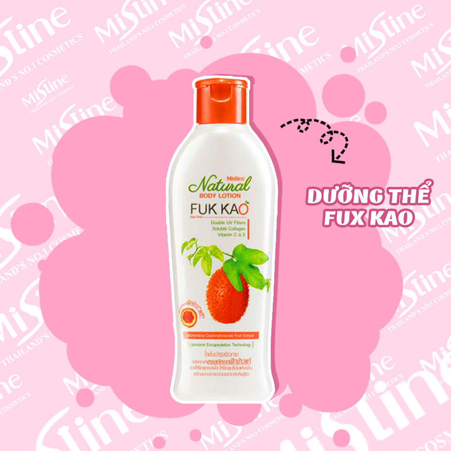 Sữa dưỡng thể tinh chất từ gấc Mistine Natural Body Lotion Fuk Kao Thái Lan 200ml tăng móc khóa