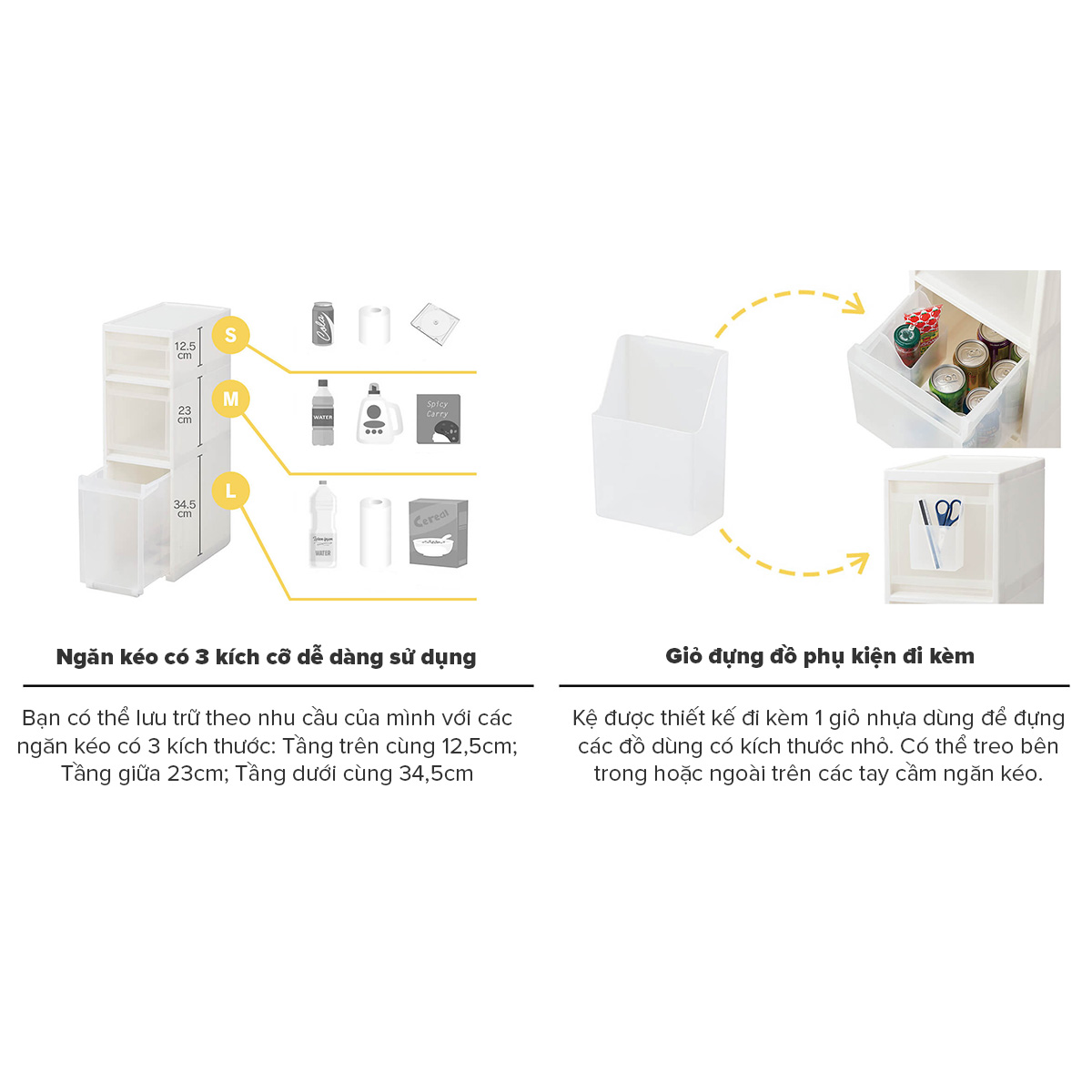 TENMA Kệ Nhựa Ngăn Kéo Đa Năng 3 Tầng Skipita JAPAN QUALITY, Chắc Chắn, Có Bánh Xe, Có Ngăn Phụ