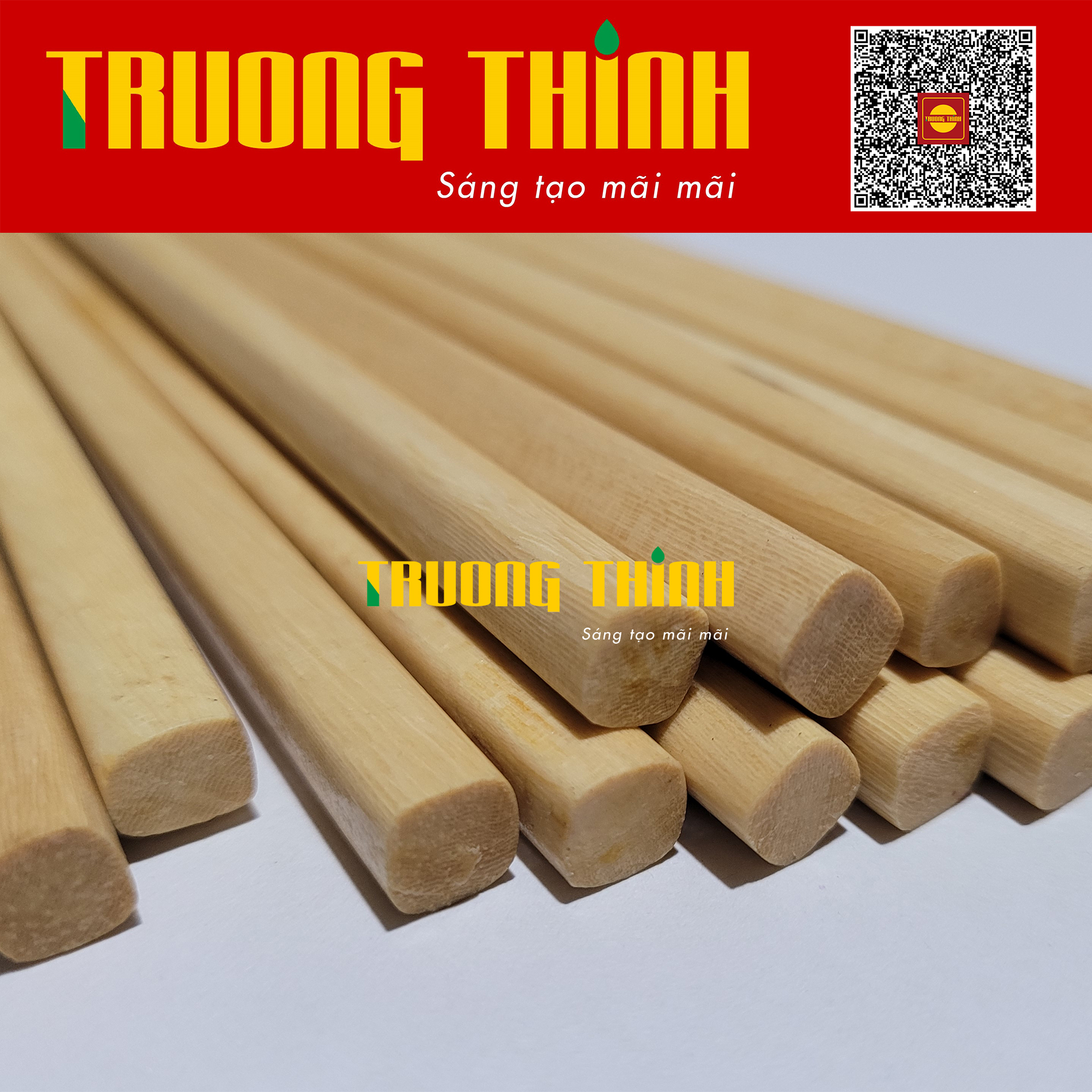 Đũa Dùng Ăn Gỗ Xương Gà Thương Hiệu TRƯỜNG THỊNH - Loại Gói - 10 Đôi Vuông Trơn.