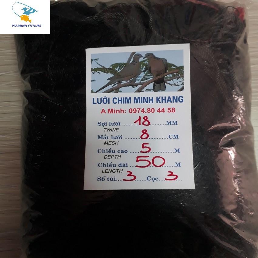 Lưới bẫy chim cò, Lưới được chia thành 5 dây 4 túi, loại 50m shop đã thu túi và chia 3 cọc