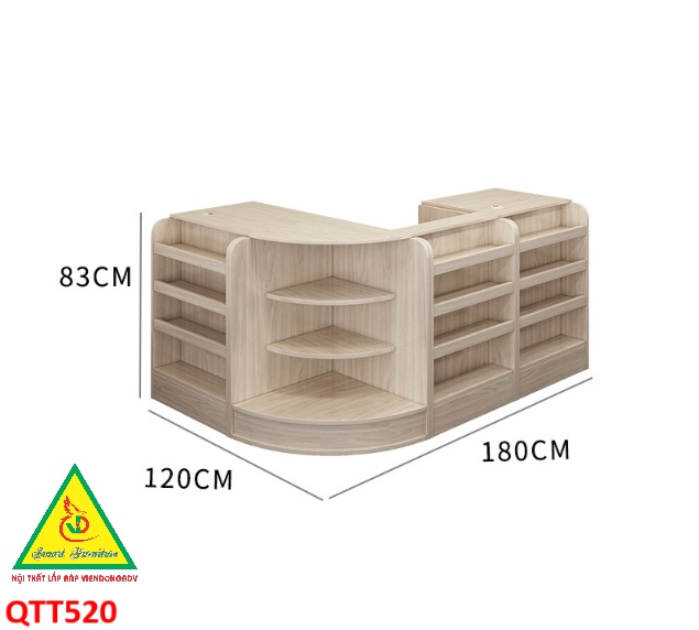 Quầy tính tiền, Bàn thu ngân cho cửa hàng tiện lợi, siêu thị mini, shop QTT520 - Nội thất lắp ráp Viễn Đông ADV