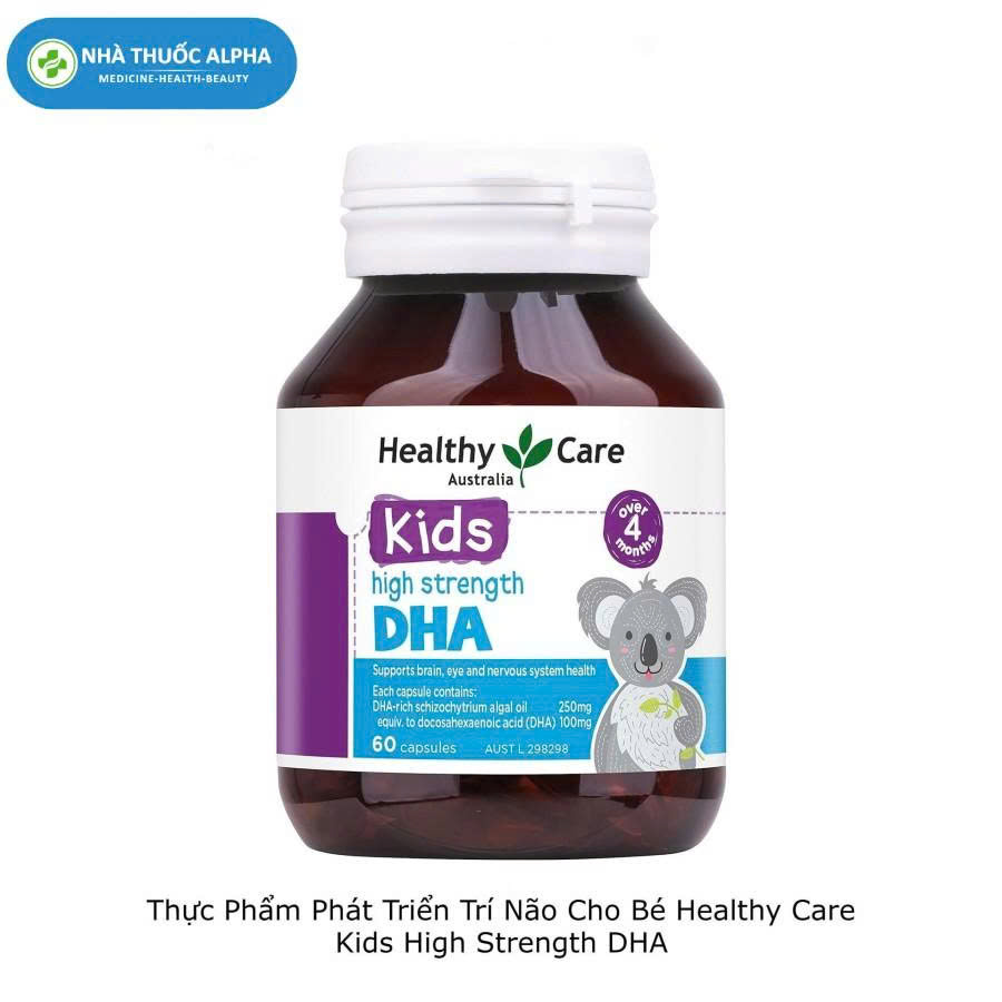 Viên Nhai Phát Triển Trí Não Cho Bé Healthy Care Kids High Strength DHA Hộp 60 Viên