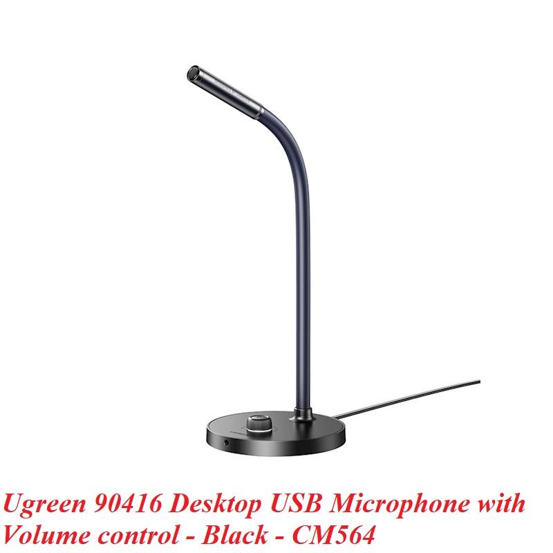 Ugreen UG90416CM564TK Màu Đen Micro để bàn cổng kết nối USB có kèm nút chỉnh tăng , giảm âm lượng - HÀNG CHÍNH HÃNG