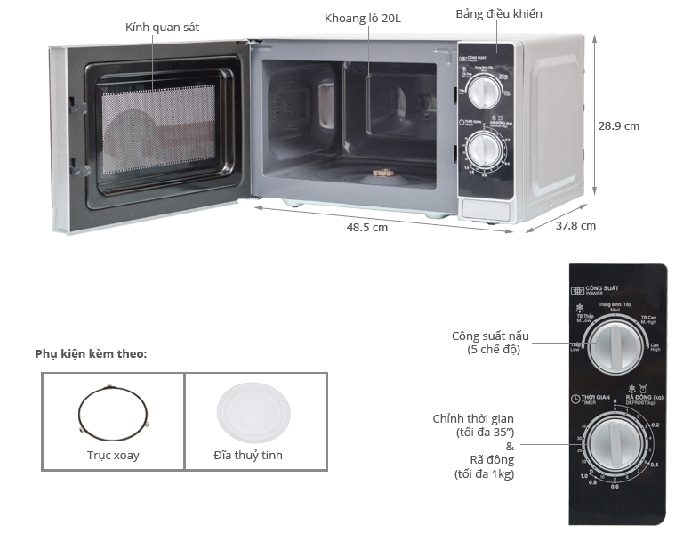 Lò Vi Sóng Sharp R-202VN-S (20L) - Bạc - Hàng chính hãng