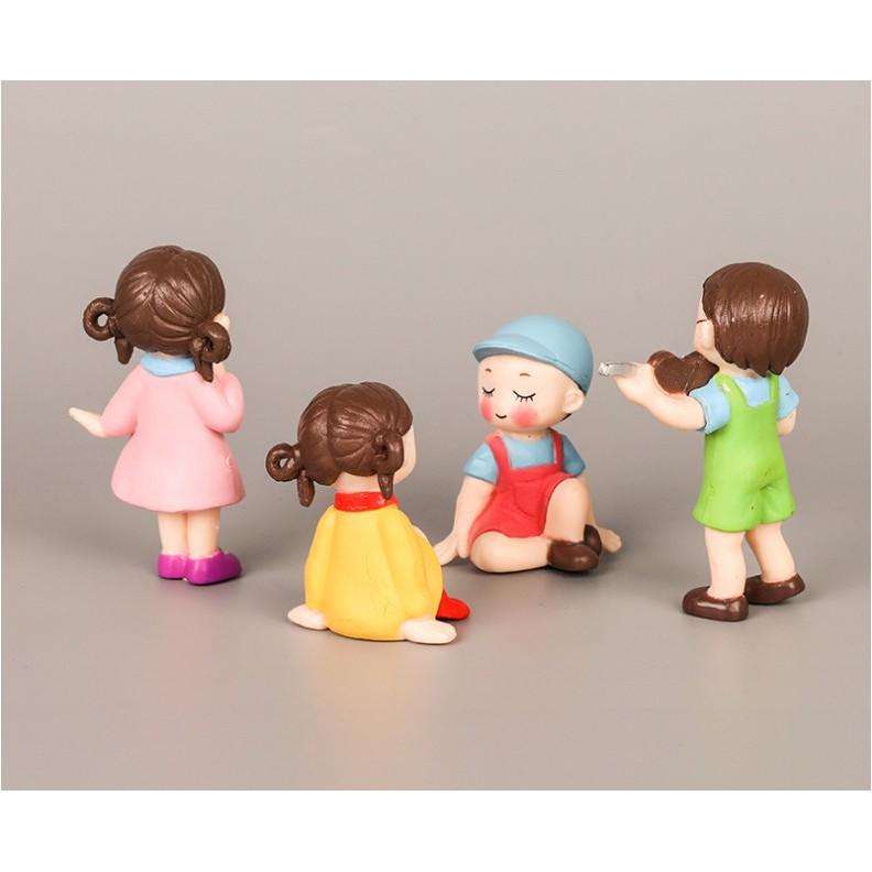 Full set bé trai, gái dễ thương trang trí tiểu cảnh quà tặng trang trí