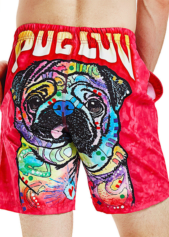 Quần Đi Biển Đôi - Quần Đùi Đôi - Thời Trang Đôi Mùa Hè - Quần Short Cặp Đôi SQ220 Pink Pug