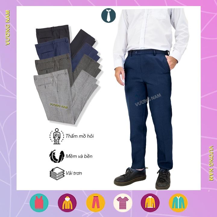 Quần tây nam công sở ống đứng trung niên vải không phai, Quần âu nam đen đẹp