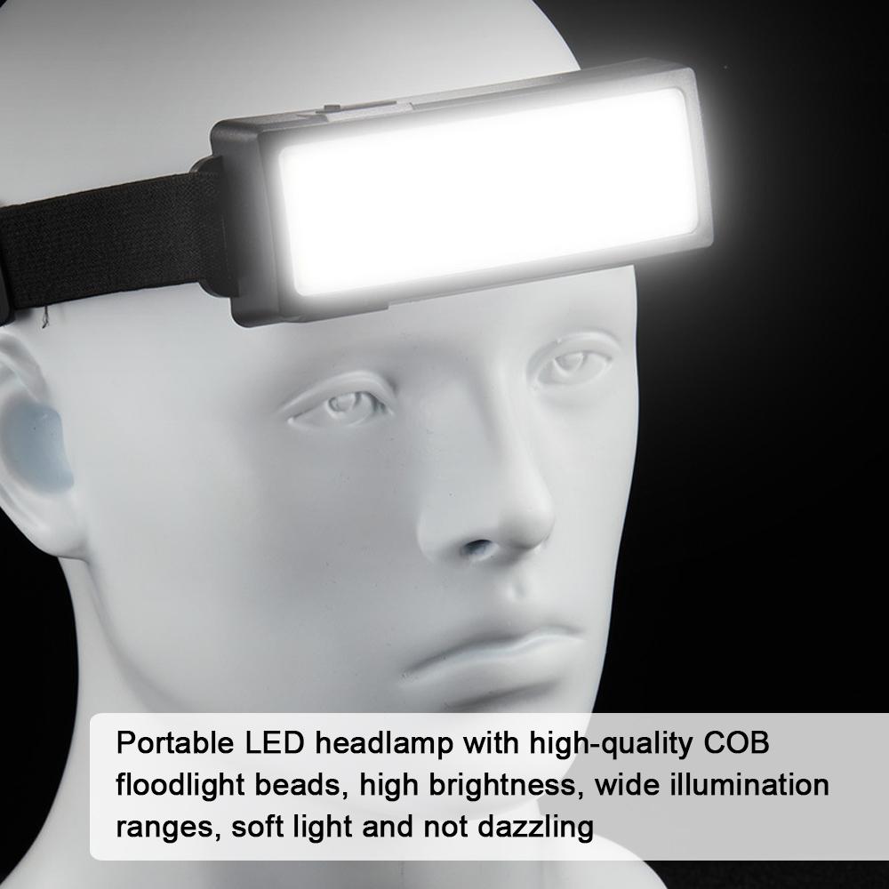 LED Headlamp Flashlights Rechargeable Bright Headlight Portable COB Floodlight Work Light with 3 Light Modes for Camping Running Jogging Fishing