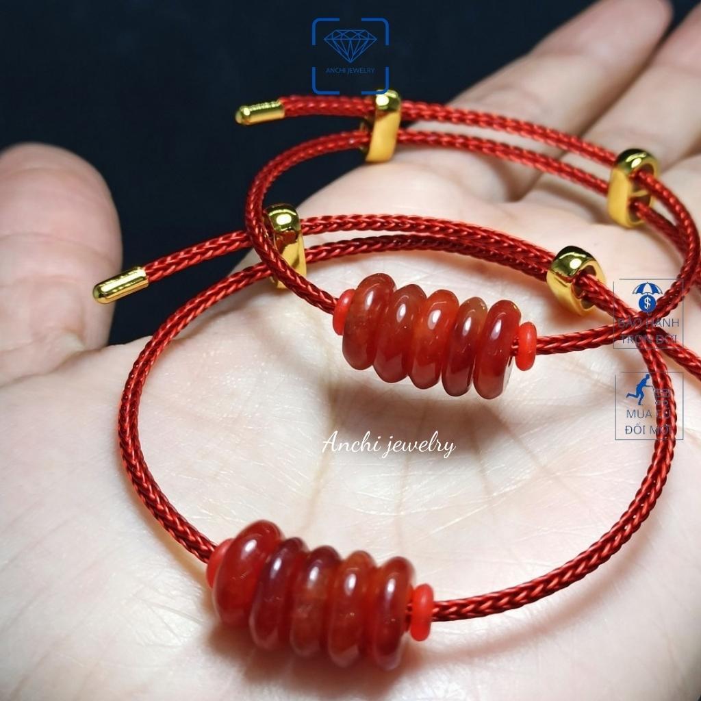 Vòng tay dây cước đeo charm dây nhỏ 2mm màu đỏ và đen phong thủy may mắn, Anchi jewelry