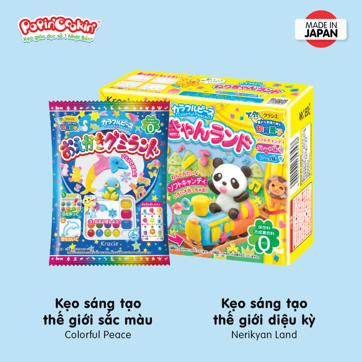 Combo 2 hộp kẹo popin cookin đồ chơi ăn được gồm: thế giới sắc màu + làm kem/ diệu kỳ