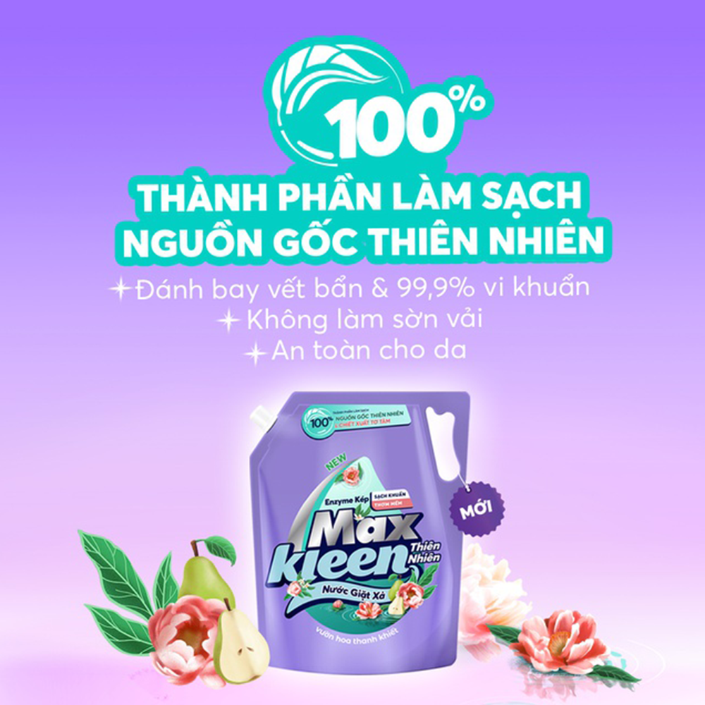 Combo Túi Nước Giặt Xả MaxKleen Thiên Nhiên 3.6kg & Túi Giặt Xả Hương Vườn Sớm Mai 3.8kg