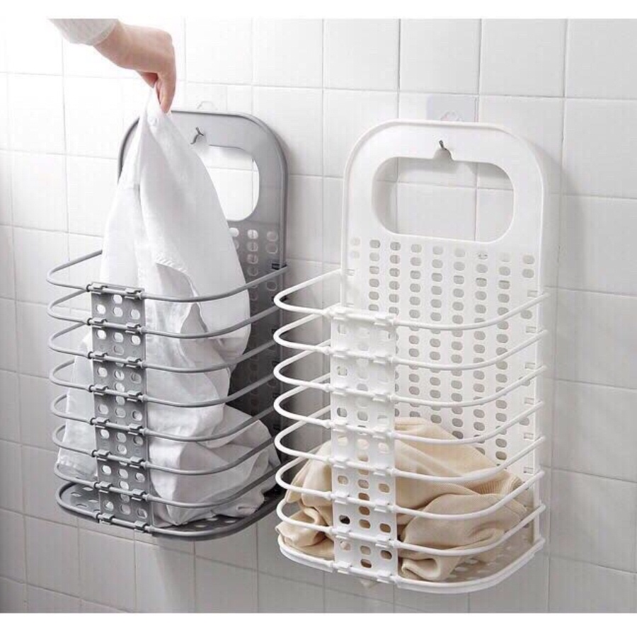Combo 2 giỏ đựng đồ treo tường + tặng móc treo quần áo có 8 kẹp tiện lợi
