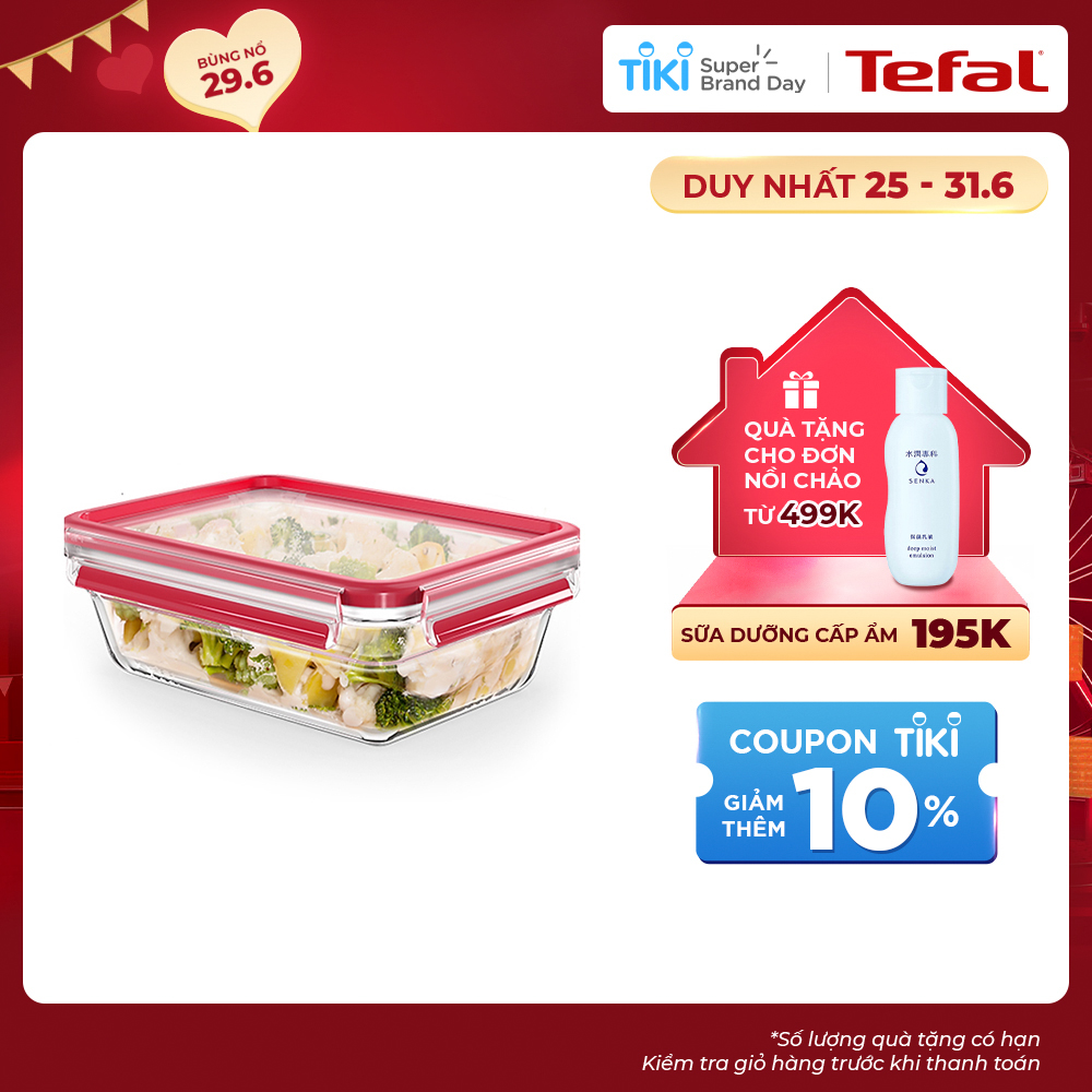 Hộp bảo quản thực phẩm thủy tinh Tefal Masterseal Glass 1300ml- Hàng chính hãng