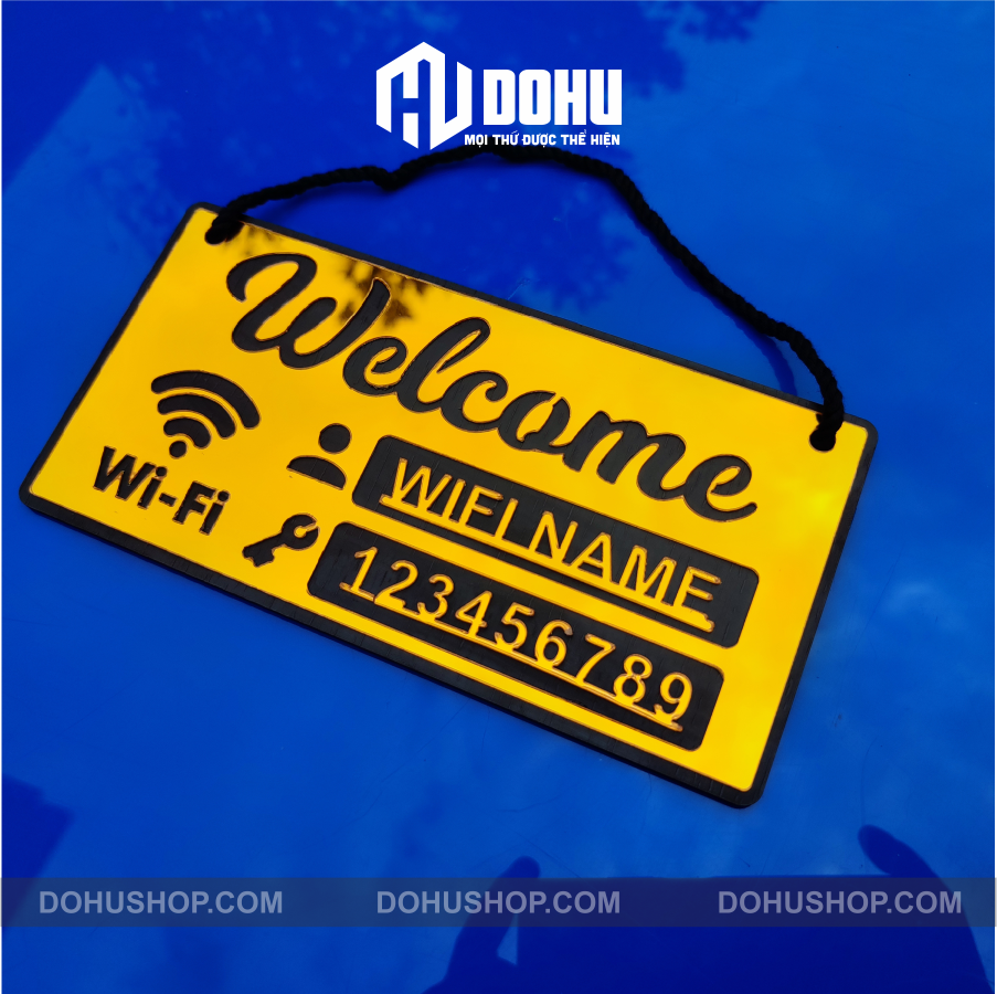 Bảng Gương Vàng Ghi Password Wifi DOHU24 Trang Trí Quán Cà Phê, Trà Sữa, Nhà Hàng, Khách Sạn