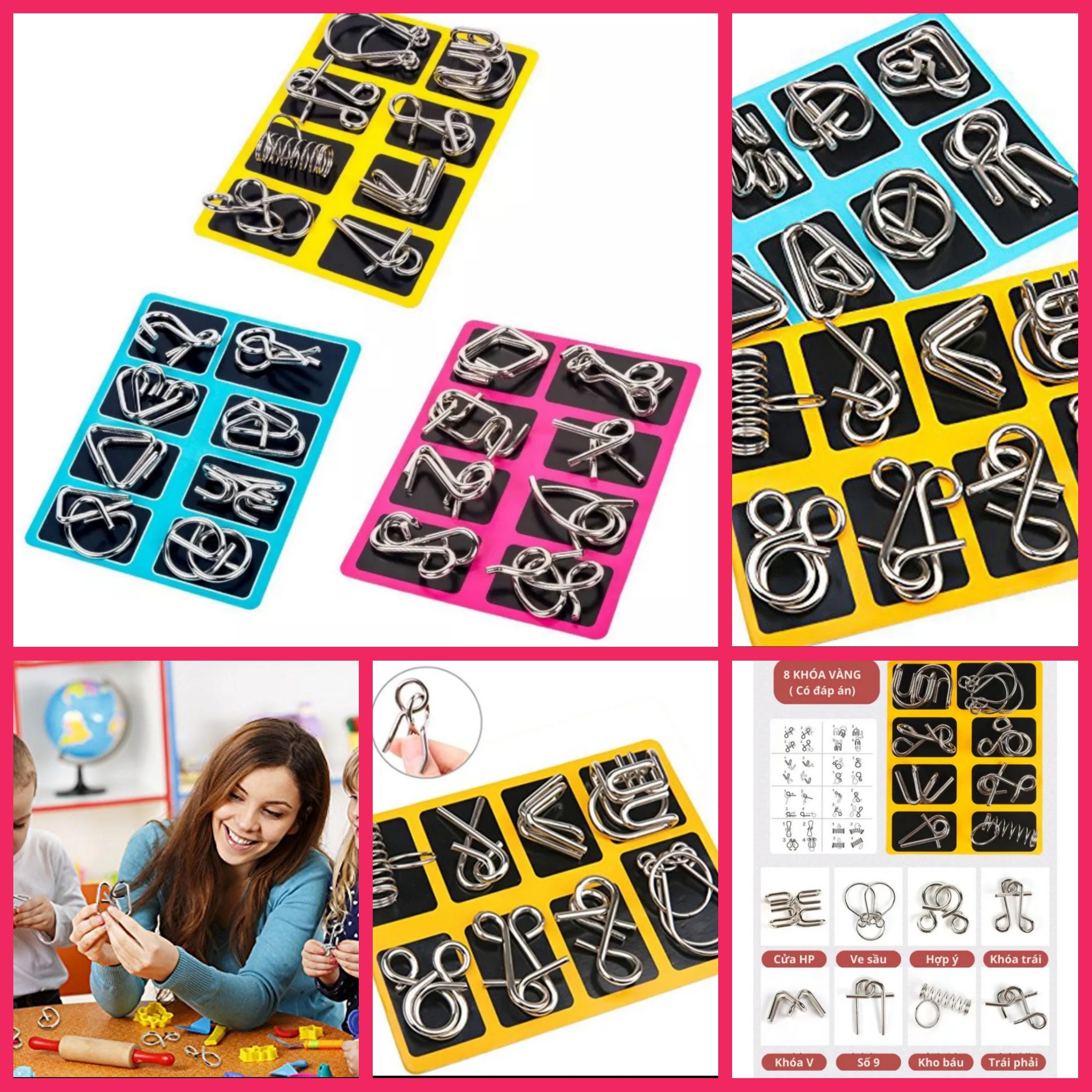 COMBO BỘ 3 HỘP ĐỒ CHƠI MÓC KHÓA GIẢI ĐỐ IQ TRÍ TUỆ PHÁT TRIỂN THÔNG MINH CỦA BÉ HÀNG LOẠI TỐT