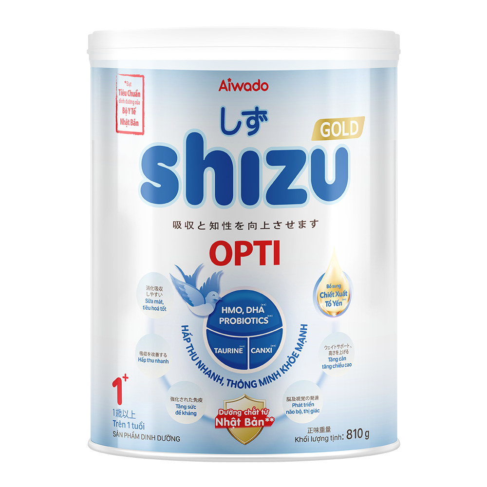 Sữa công thức AIWADO SHIZU OPTI 1+ lon 810g - Bé hấp thu nhanh, thông minh, khoẻ mạnh