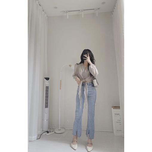 Áo tơ mềm buộc trước