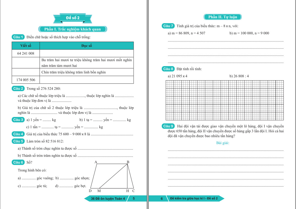 Sách - 36 Đề Ôn Luyện Toán 4 - Biên soạn theo chương trình GDPT mới - ndbooks