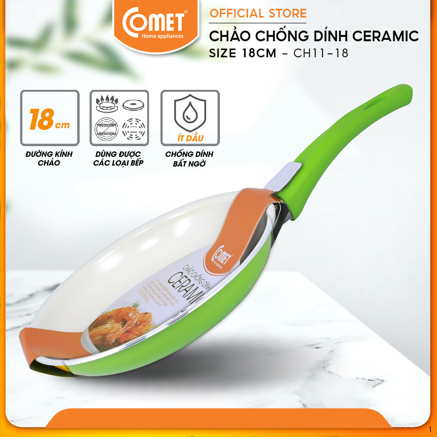 Chảo chống dính Comet Ceramic CH11-18 (Giao màu ngẫu nhiên)